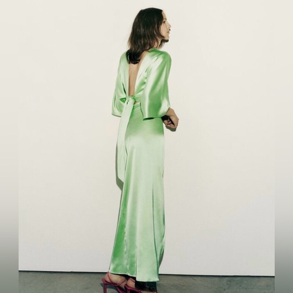 ZARA SATIN EFFECT MIDI SKIRT M - Picture 4 of 11